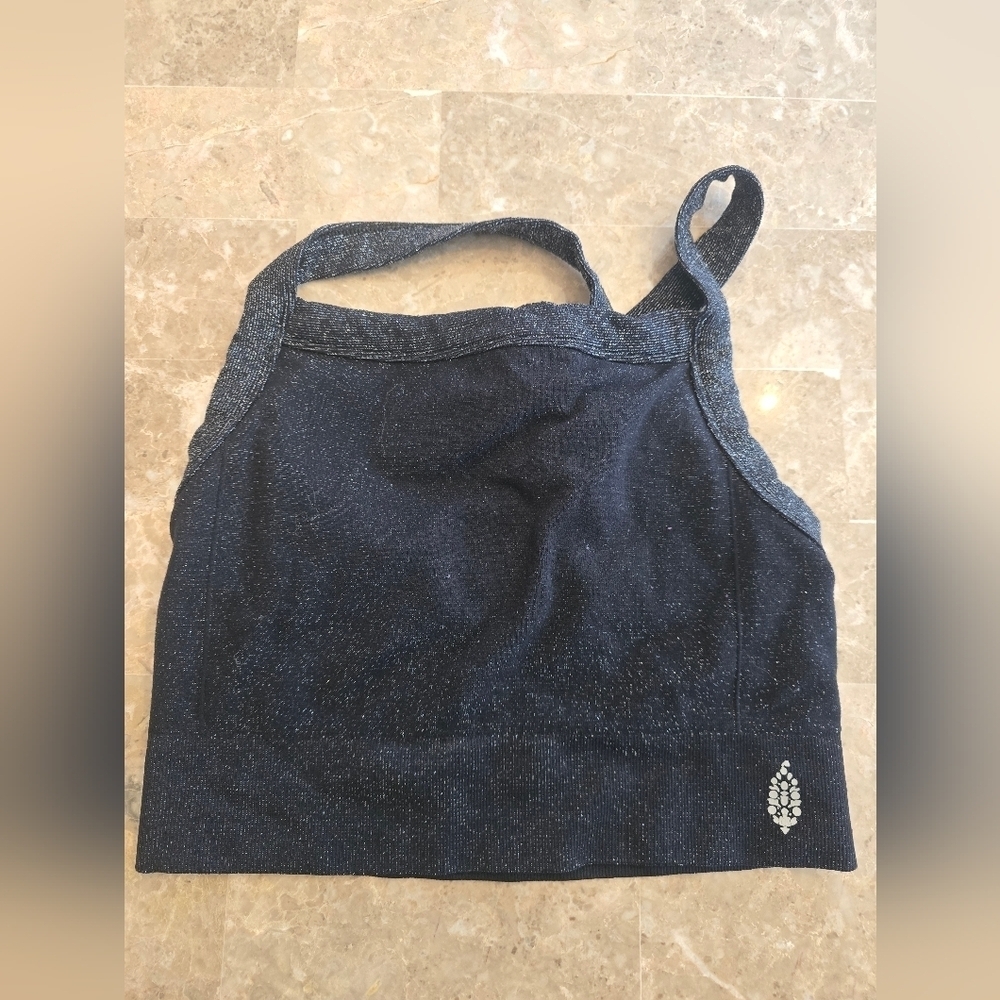 Free People Movement Black Glitter Sports Bra Sz M/L